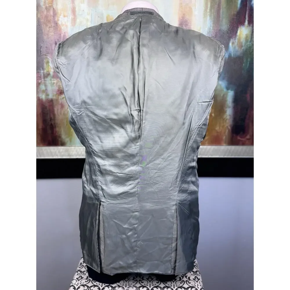 Dunhill Mens Made In Italy Gray Glencheck Blazer 42R Slim Fit